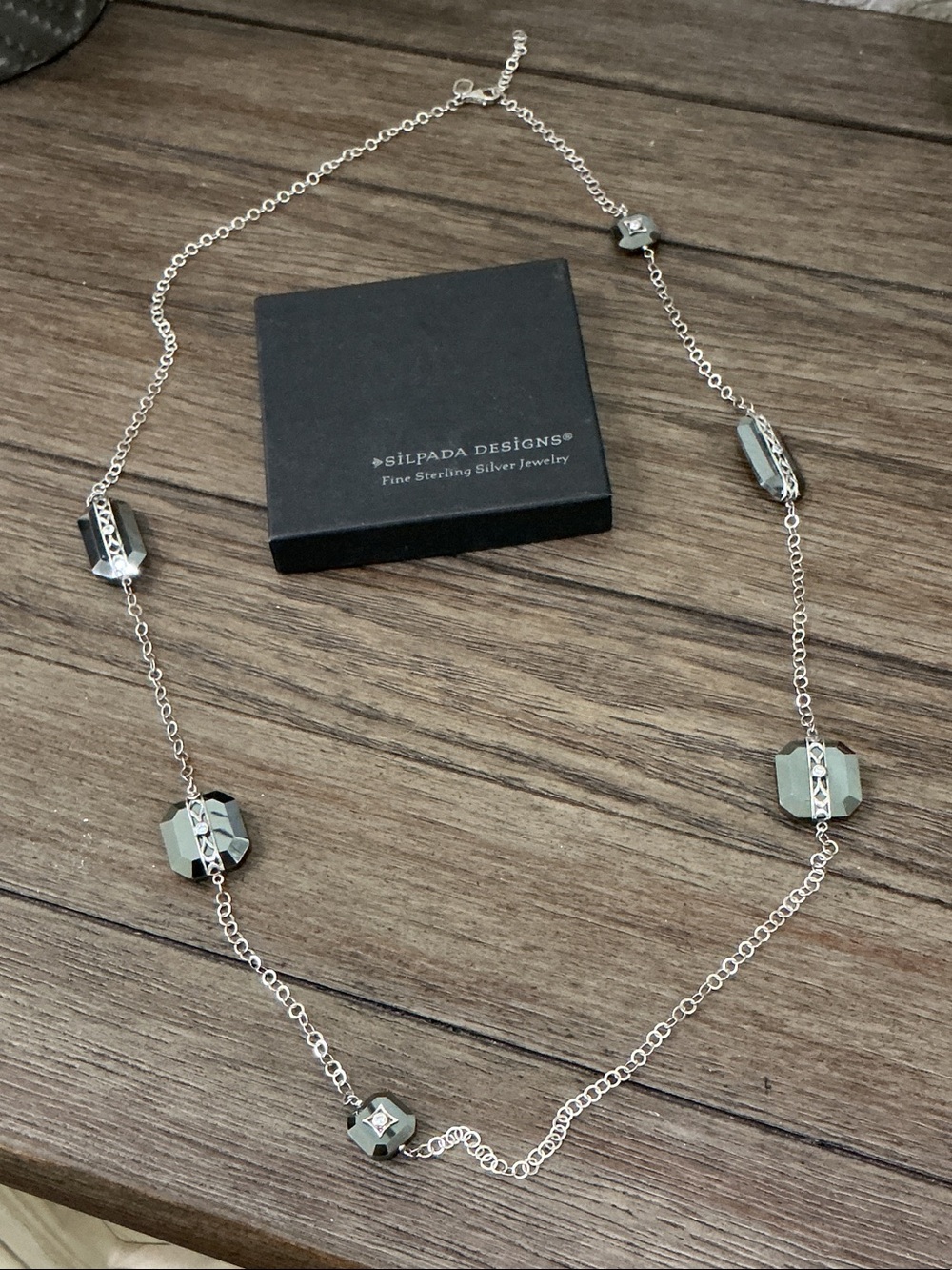 Silpada Sterling Silver w/ multi faceted Hematite Necklace - Silver